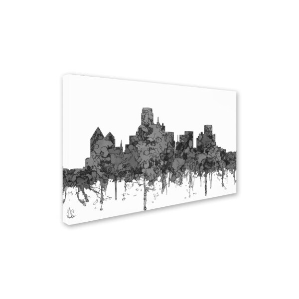 Marlene Watson 'Dallas Texas Skyline BW' Canvas Art,12x19